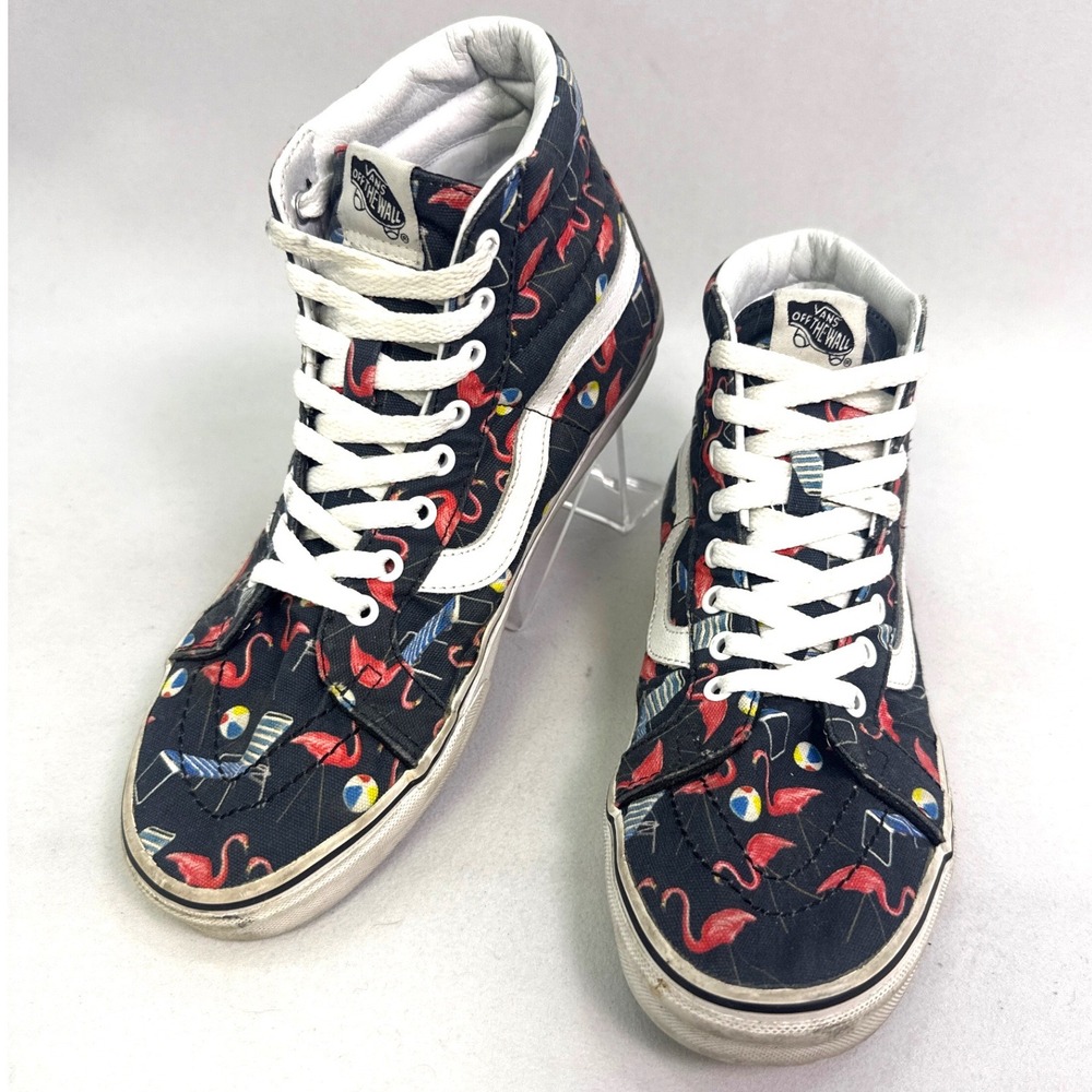 Vans Sk8-Hi Flamingo Beach Print High Top Sneakers Navy Mens 9.5 Womens 11